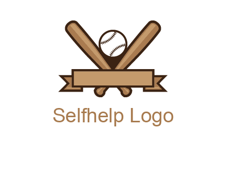 baseball bat with ribbon emblem