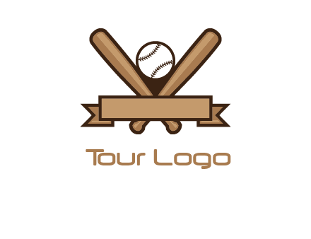 baseball bat with ribbon emblem