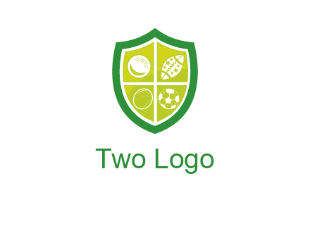 different sport balls in shield emblem