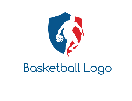 basketball player in shield logo