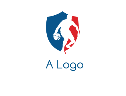 basketball player in shield logo