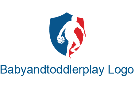 basketball player in shield logo