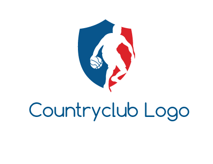 basketball player in shield logo