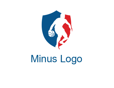 basketball player in shield logo