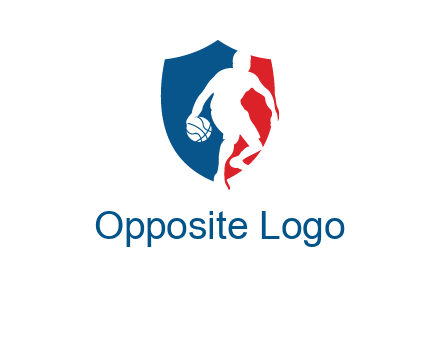 basketball player in shield logo