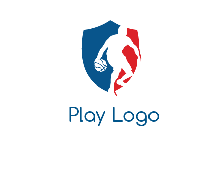 basketball player in shield logo