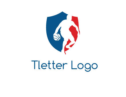 basketball player in shield logo