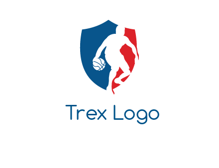 basketball player in shield logo