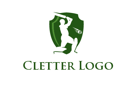 cricket player in shield logo