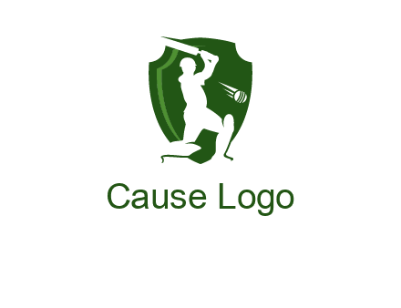 cricket player in shield logo