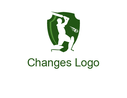 cricket player in shield logo