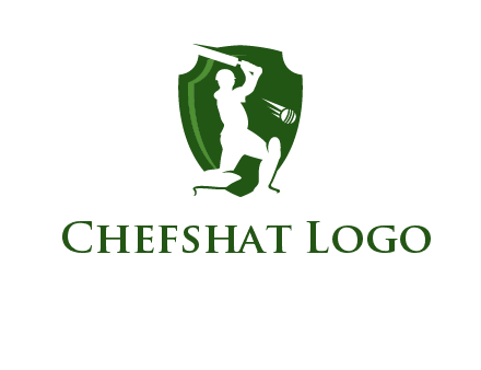 cricket player in shield logo