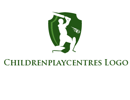 cricket player in shield logo