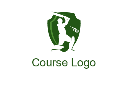 cricket player in shield logo
