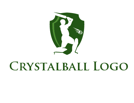 cricket player in shield logo