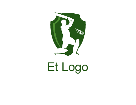 cricket player in shield logo
