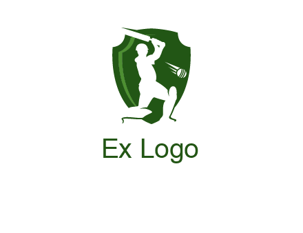 cricket player in shield logo