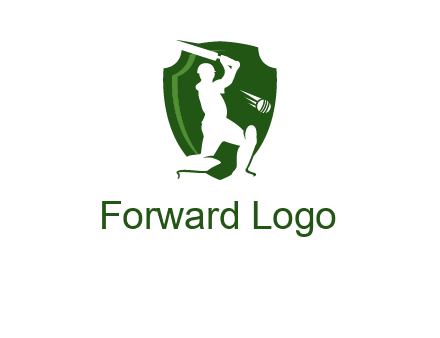 cricket player in shield logo