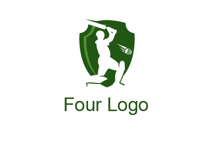 cricket player in shield logo