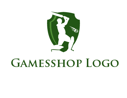 cricket player in shield logo