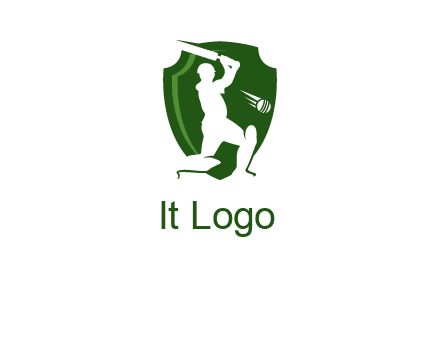 cricket player in shield logo