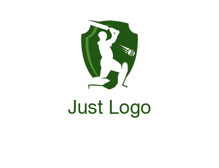 cricket player in shield logo