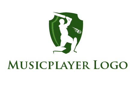 cricket player in shield logo