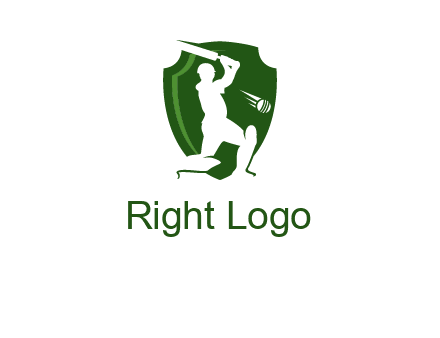cricket player in shield logo