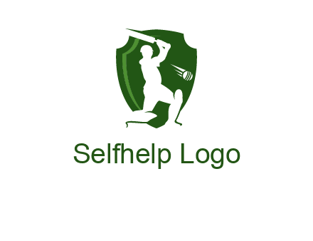 cricket player in shield logo