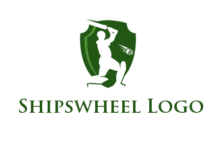 cricket player in shield logo