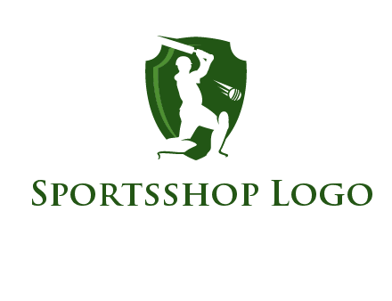 cricket player in shield logo