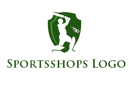 cricket player in shield logo