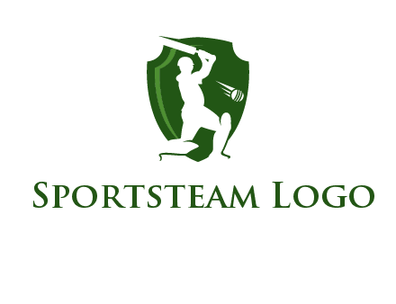 cricket player in shield logo