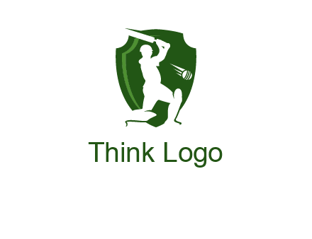 cricket player in shield logo