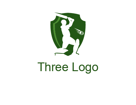cricket player in shield logo
