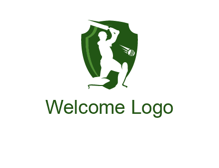 cricket player in shield logo
