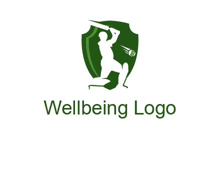 cricket player in shield logo