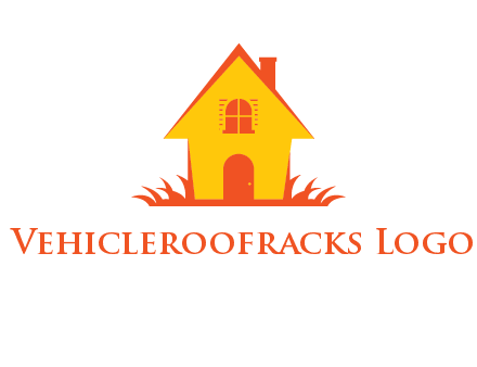 shack on grass vector