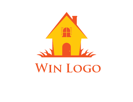 shack on grass vector