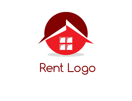 Abstract roof and window in circle logo