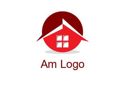 Abstract roof and window in circle logo