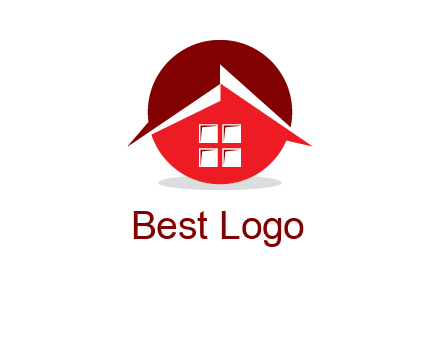 Abstract roof and window in circle logo