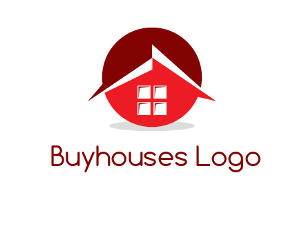 Abstract roof and window in circle logo