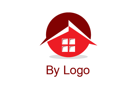Abstract roof and window in circle logo