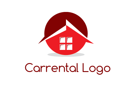 Abstract roof and window in circle logo
