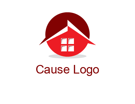 Abstract roof and window in circle logo