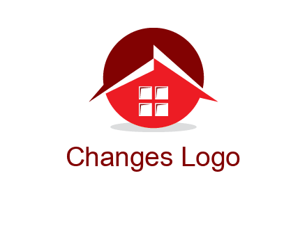 Abstract roof and window in circle logo