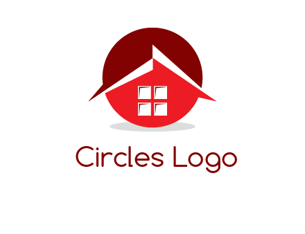 Abstract roof and window in circle logo