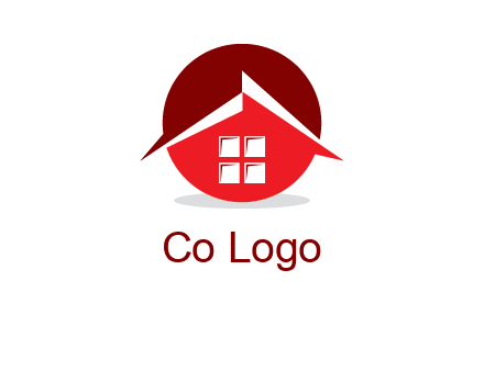Abstract roof and window in circle logo