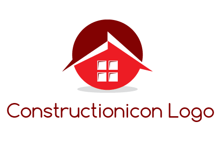 Abstract roof and window in circle logo